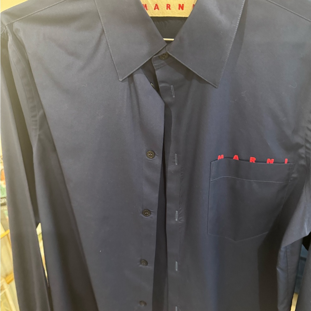Marni Blue Dress Shirt with Subtle Sheen